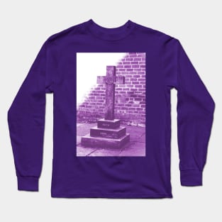 Graveyard church cross, purple monochrome photography Long Sleeve T-Shirt